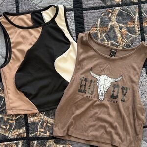 SHEIN Brown and Black Crop Tops